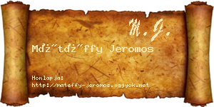 Mátéffy Jeromos névjegykártya